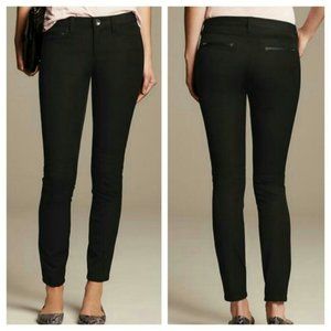 Banana Republic Sloan Slim Fit Ankle Stretch Pant, Black Leather Trim, Size 8